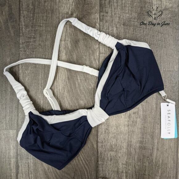 SeaFolly Block Party F Cup Halter Bikini Top Size 8 - Picture 4 of 4